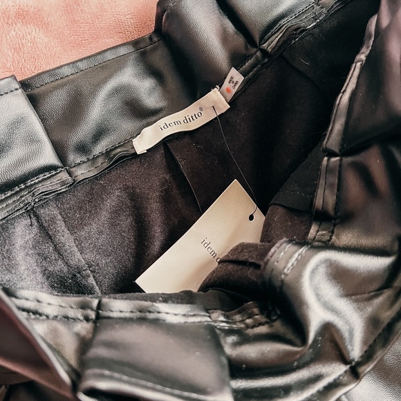 THESETHREE Faux Leather Paper Bag Black Tie Shorts - Picture 3 of 6